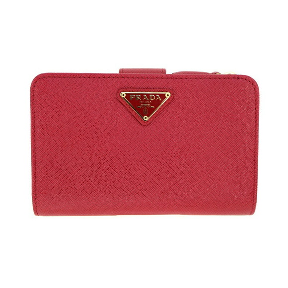 Prada y Leather Red Zipper Wallet - Picture 1 of 9